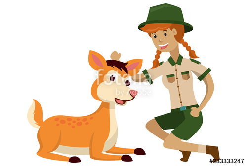 A girl zookeeper train a mouse deer