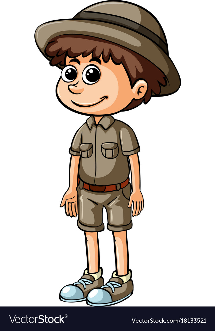 Happy boy in safari outfit