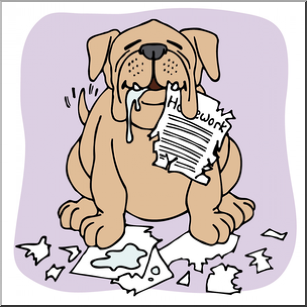 homework dog clipart