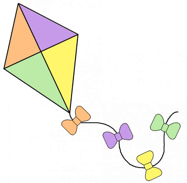 rainbow column kite cartoon