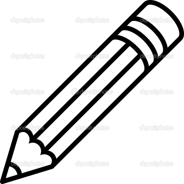 Pencil Clipart Black And White Outline and other clipart images on