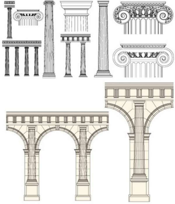 Римские элементы. Римская арочно-ордерная ячейка. Колоннада Рим eps. Архитектурные детали арки. Римские арки и колонны.
